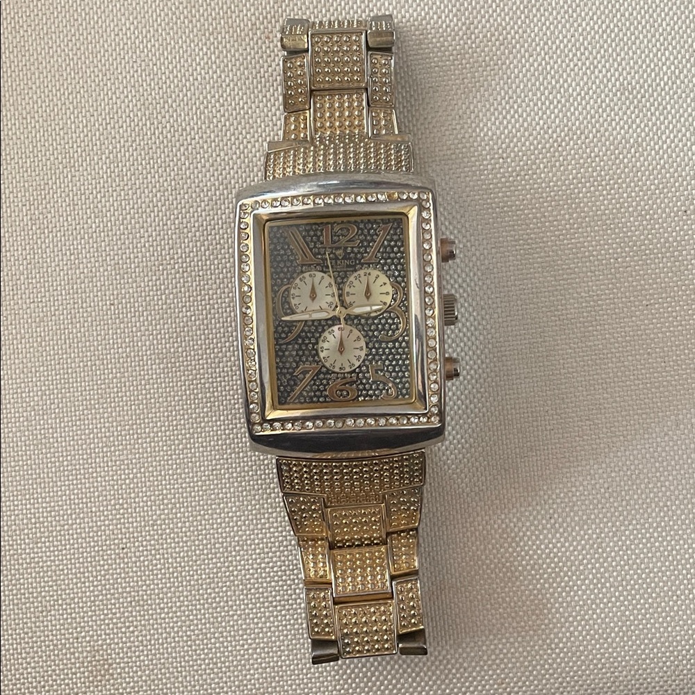 Gold and Silver Rectangular Watch